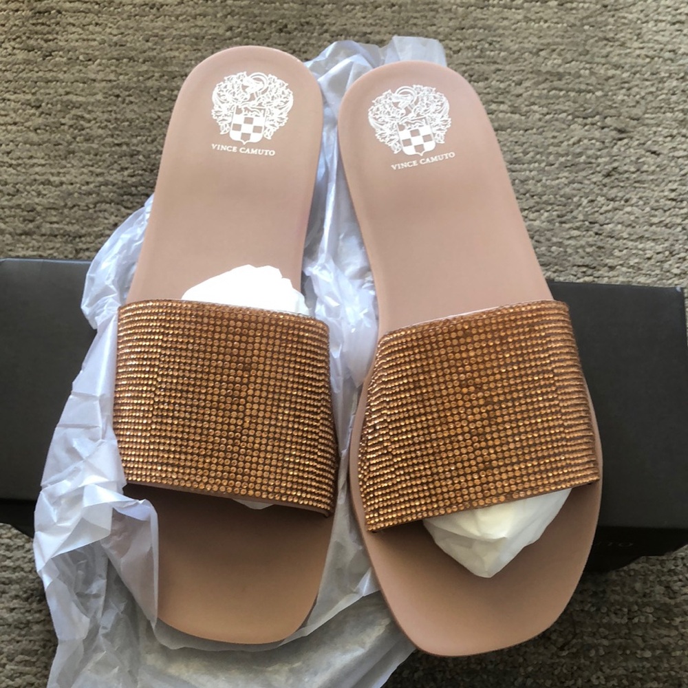 Vince Camuto Tan Sandals with Modern Design
